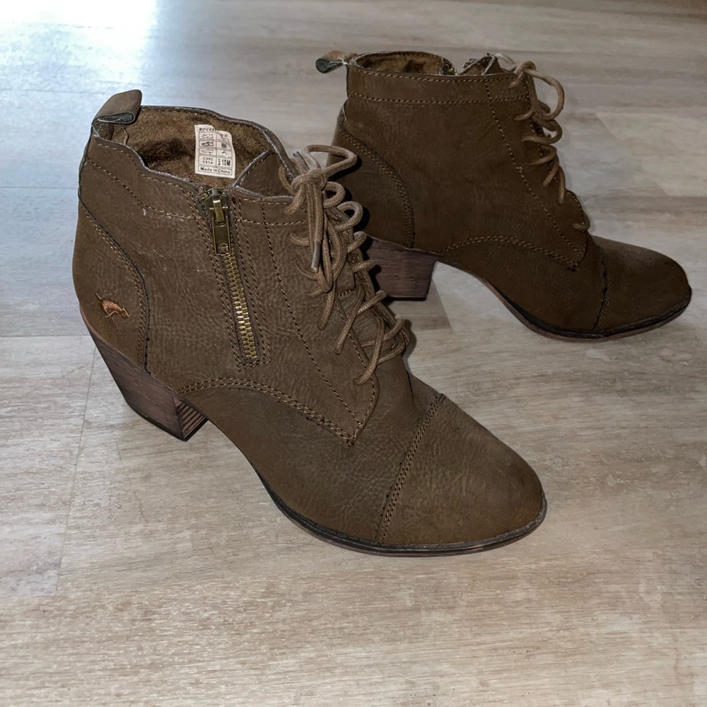 Brown heeled booties